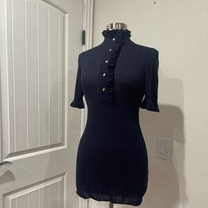 Preowned Tory Burch Navy Blue Dress Shirt Size S